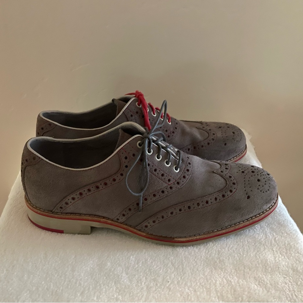 JOHNSTON & MURPHY FLEX SYSTEM GRAY SUEDE OXFORDS
